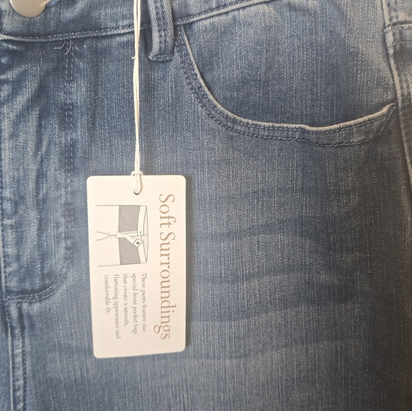 Soft Surroundings Straight Leg Blue Ankle Jeans with Lace Trim 10T NWT - Picture 3 of 5